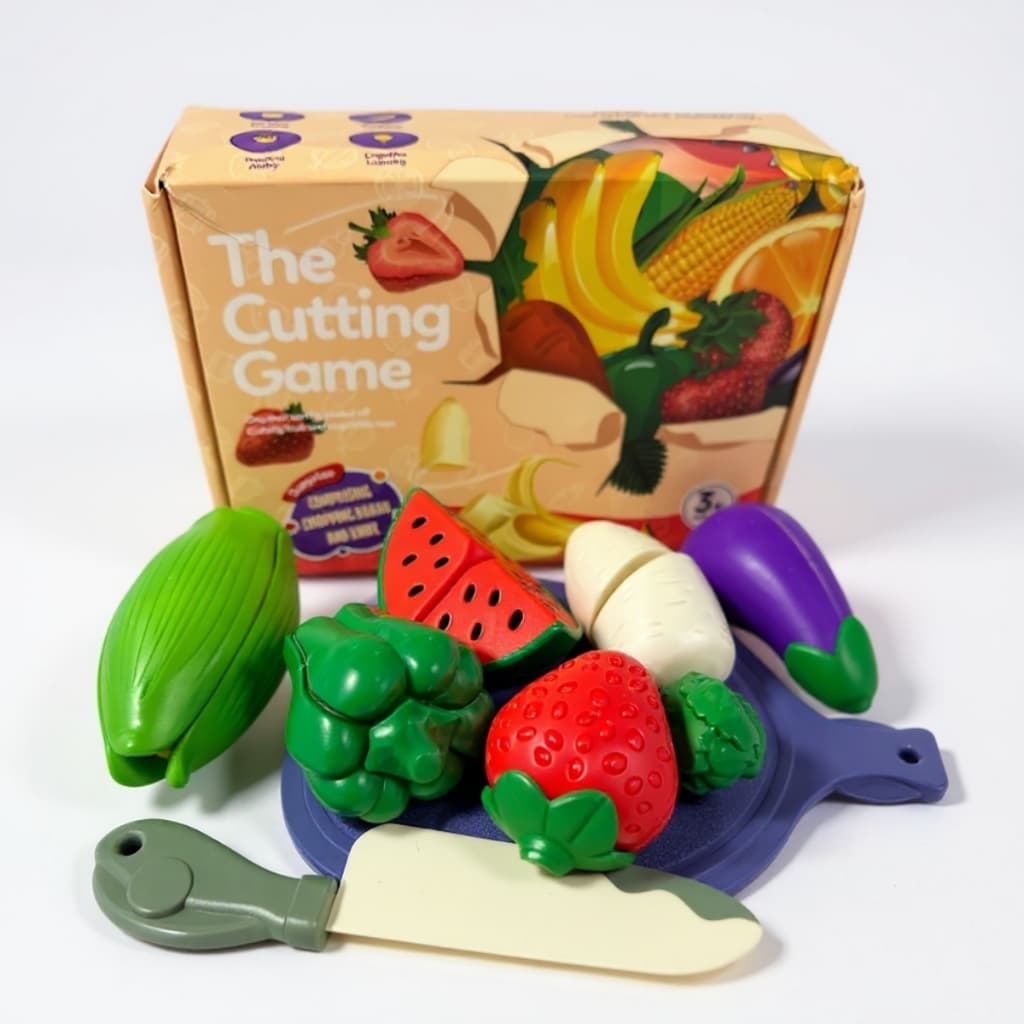 Brinquedo Cozinha Reciclável Frutinhas Corte Auto Colante Kids Lúdico Ecológico Faz Conta Desenvolvimento Infantil