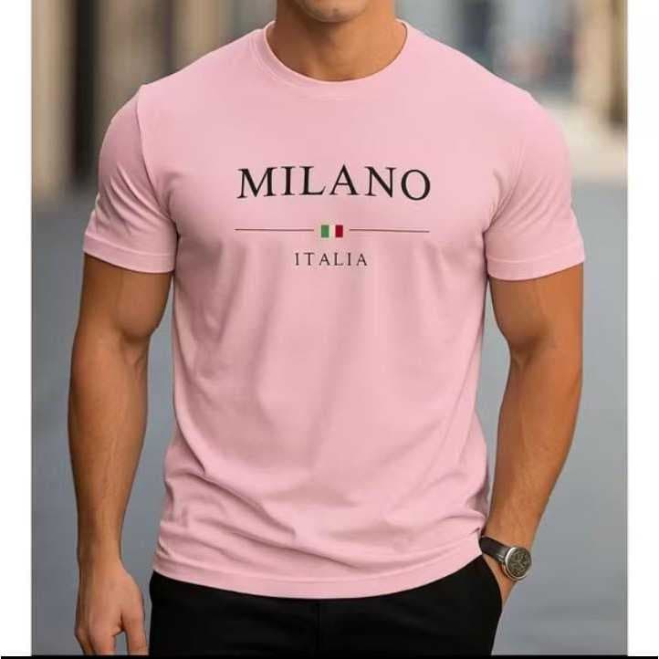 Camiseta Milano Italia T-Shirt 100% Algodão Camisa Masculina Street Wear