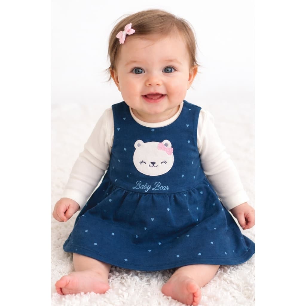 Conjunto Jardineira E Blusa Bebê Kamylus Ursinha tam. G