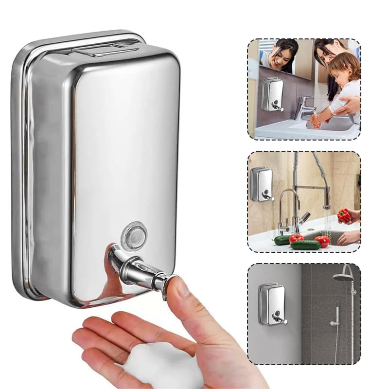 Dispenser Saboneteira Líquida Aço Inox  De Parede 304 500ml 800ml 1000ml Acabamento Escovado