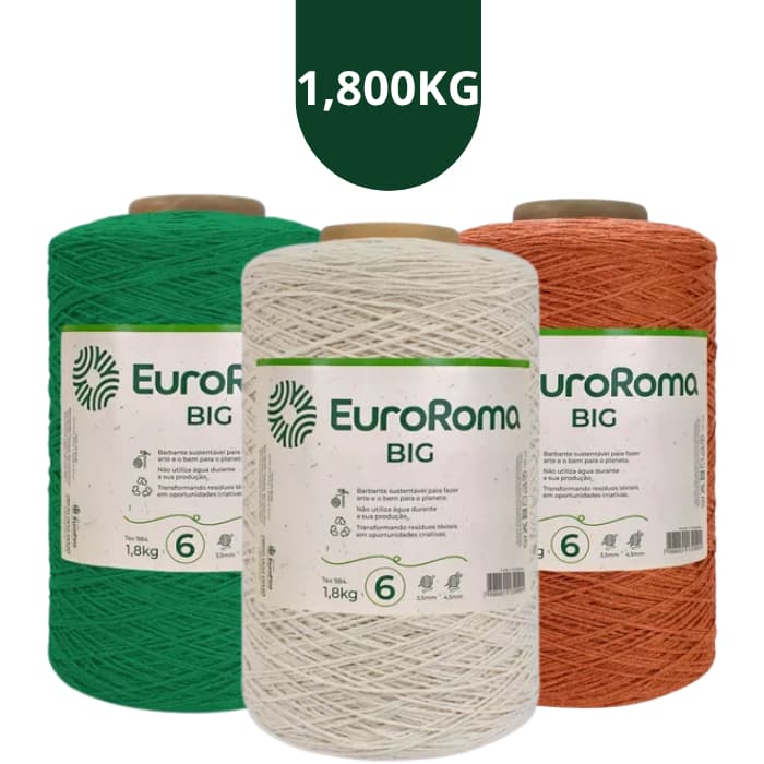 1x Barbante BIG EUROROMA Nº6 (1,8kg) para Tapecaria e Bordado Escolha as Cores
