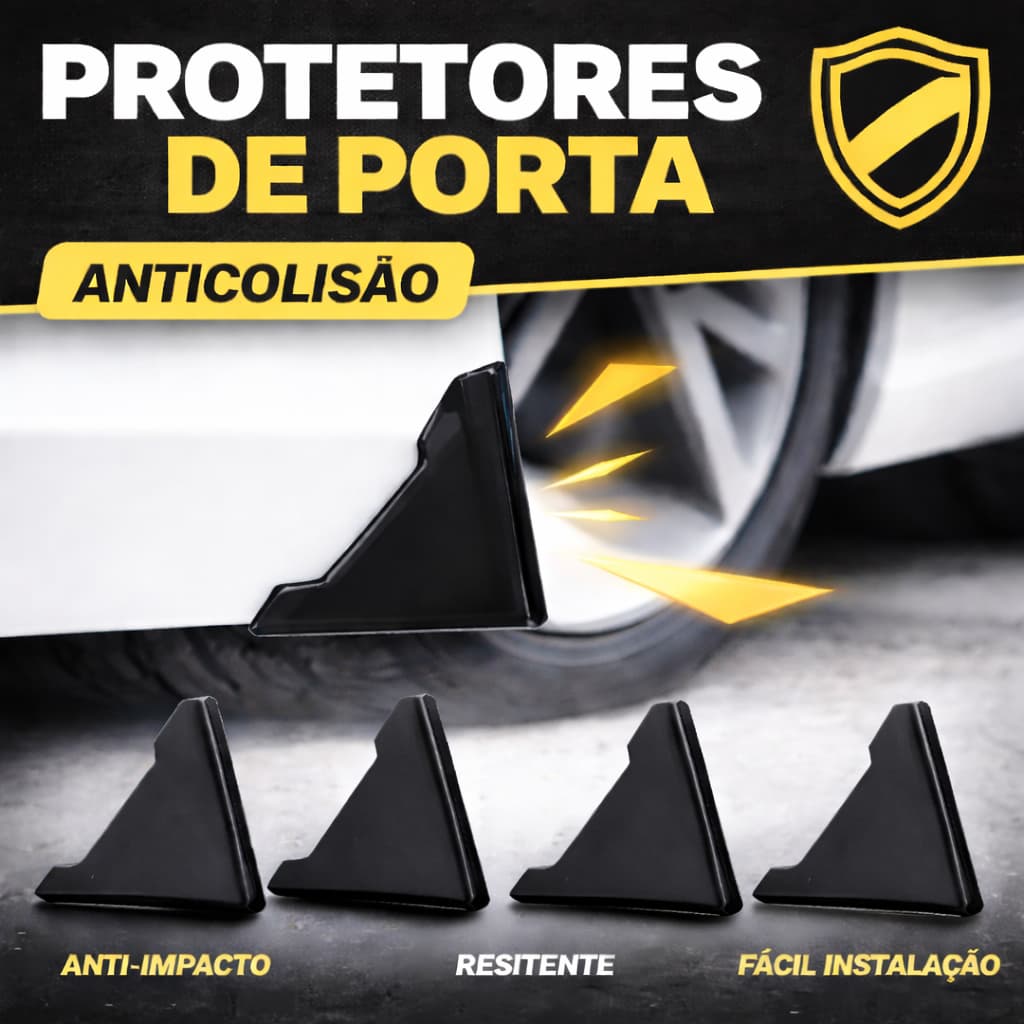 4 un. Protetor Canto/Quina anticolisão porta de carro, evita arranhões e desgaste. Automotivo.