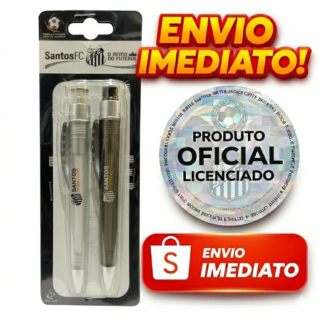 Kit 2 Canetas Esferográficas Santos Oficial Licenciado - Presente Santista - Envio Rápido