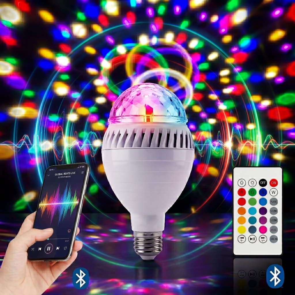 Lâmpada Caixa De Som Bluetooth Led Rgb Colorida Bivolt