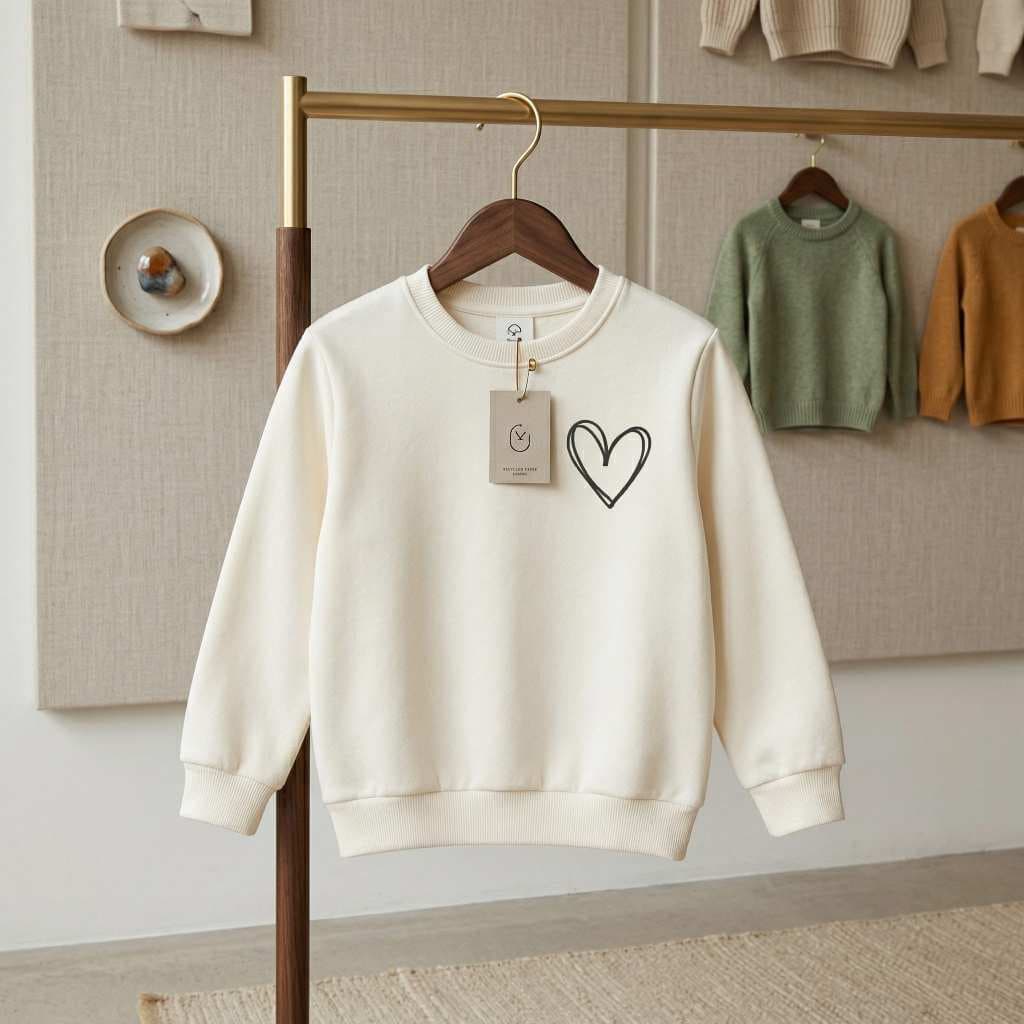 Moletom Feminino Coração no Peito Blusa de Frio Manga Longa Casual Inverno