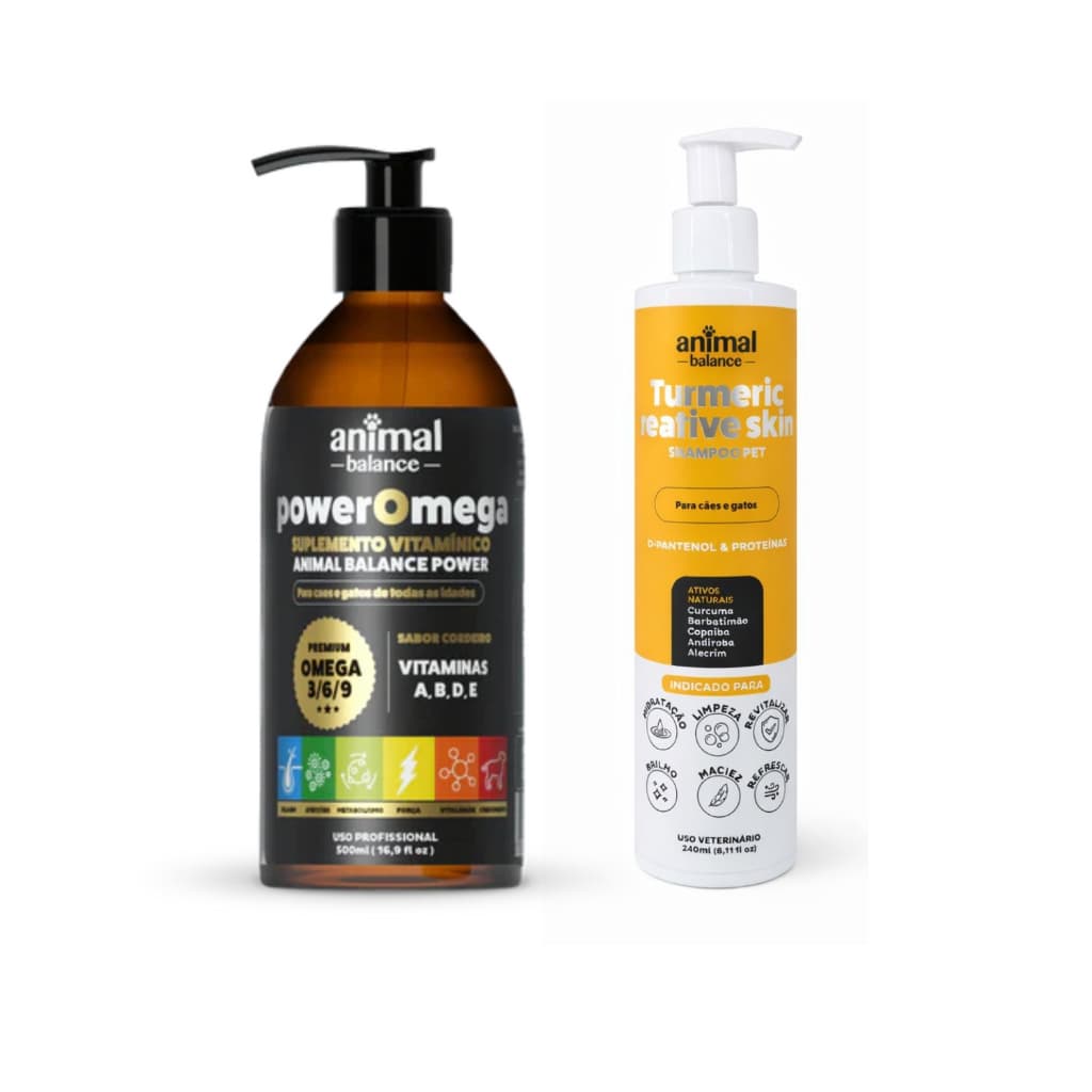 Kit Premium Para Seu Pet Shampoo Curcuma + Suplemento Ômega Animal Balance Pet