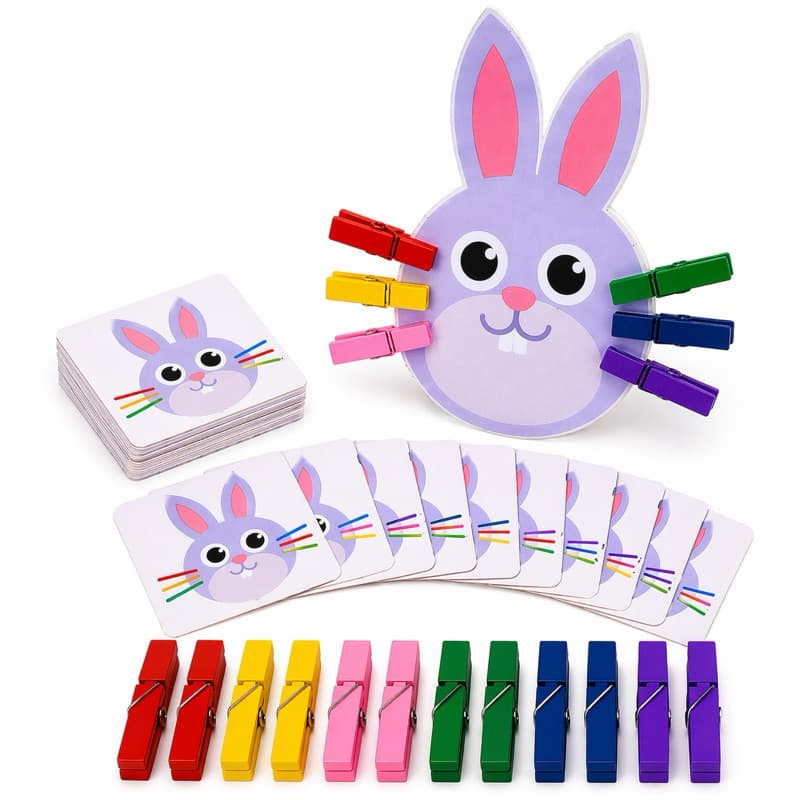 Brinquedo Montessori Cores Infantil | Coordenação Motora 2 a 5 Anos | Atividade Educativa com Pregadores