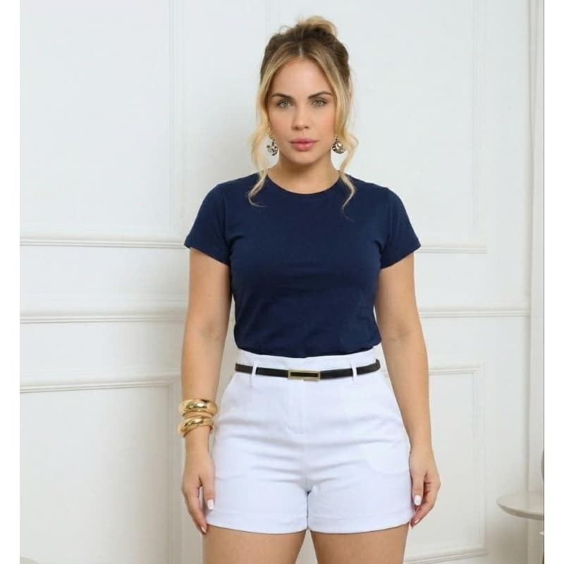Short Alfaiataria Feminino Cintura Alta C/Cinto Zíper Lateral Elegante Social Moda Verão Envio Rápido