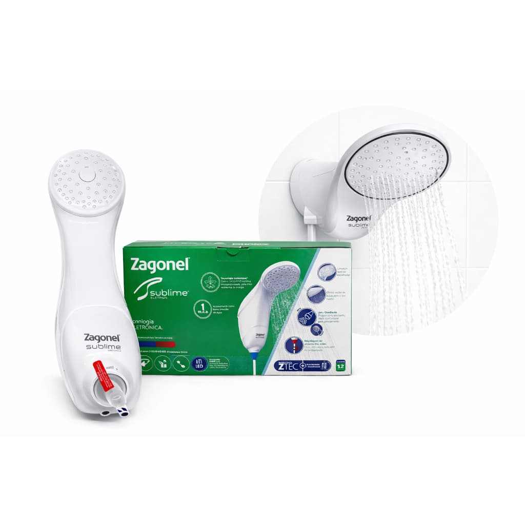 CHUVEIRO QUENTE FRIO 220V DUCHA ELETRONICA 7500W RESISTENTE ZAGONEL