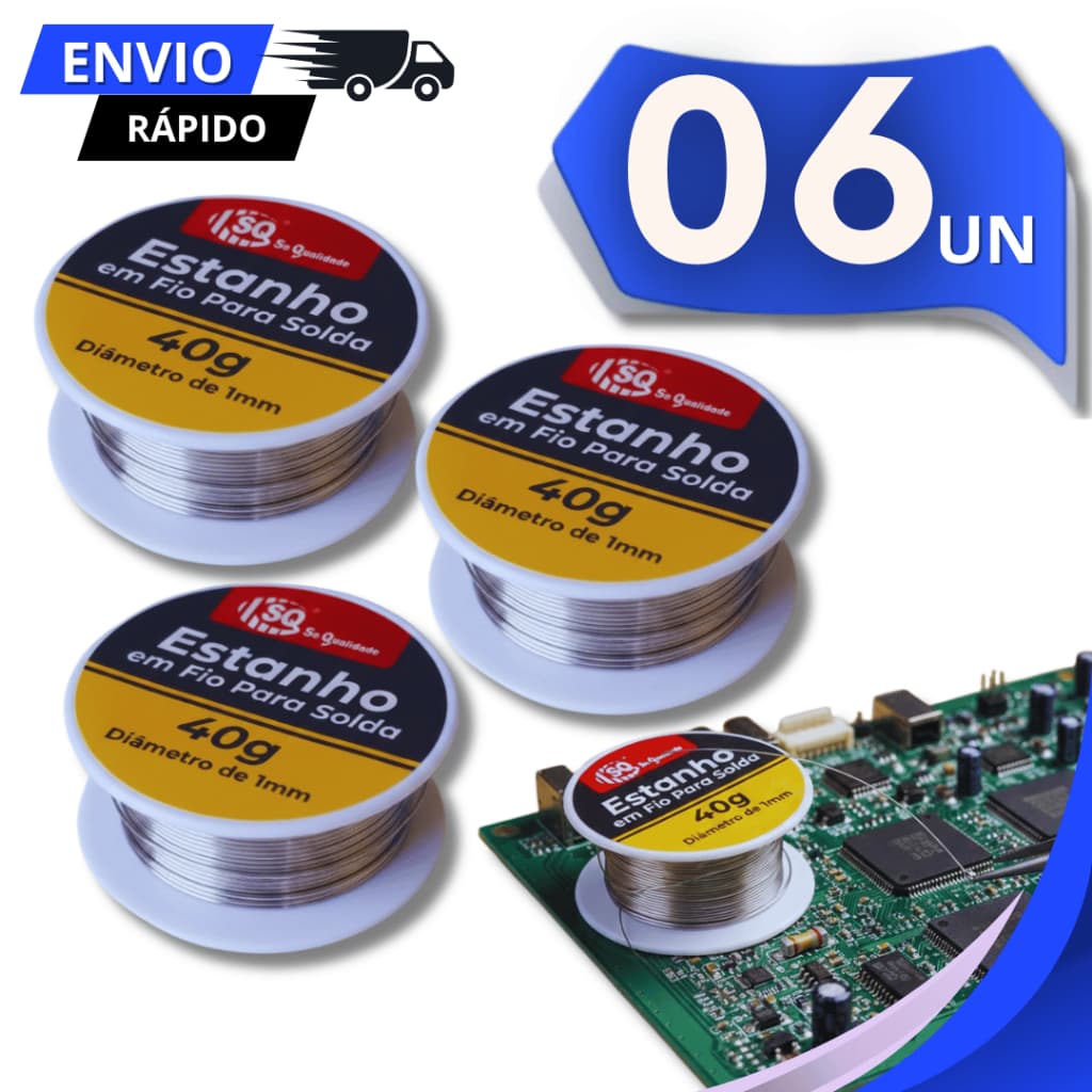 Jogo Soldas Estanho Carretel 40 Gramas Solda Placas Componentes Eletrônicos Arame Soldar Multiuso