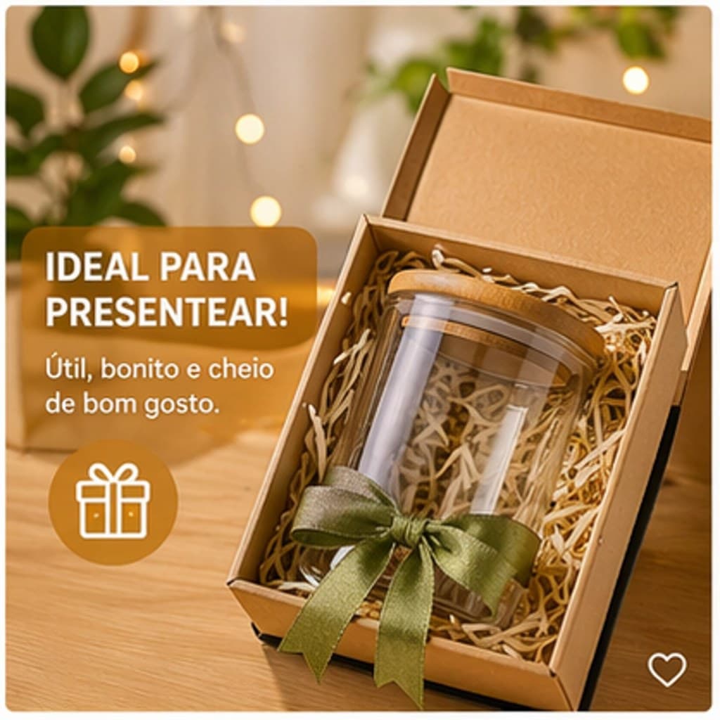 Pote Hermético Vidro Borossilicato Tampa Bambu 200ml Conservação  Armazenamento