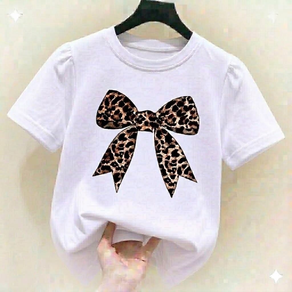 Camiseta De Algodão Feminina Laço
