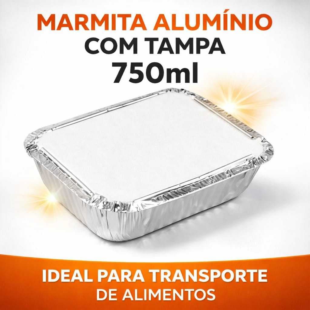 Marmita de Alumínio 750ml com Tampa Forno Alimento Cozinha 10unidades