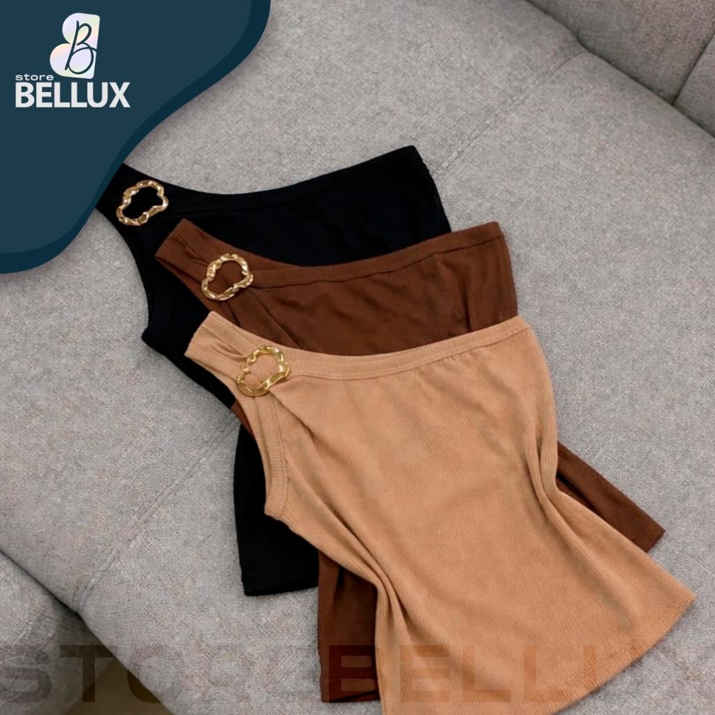 Kit Blusas Regata Nula manga feminina fivela Mula Manca canelada estilosa ombro só alça única
