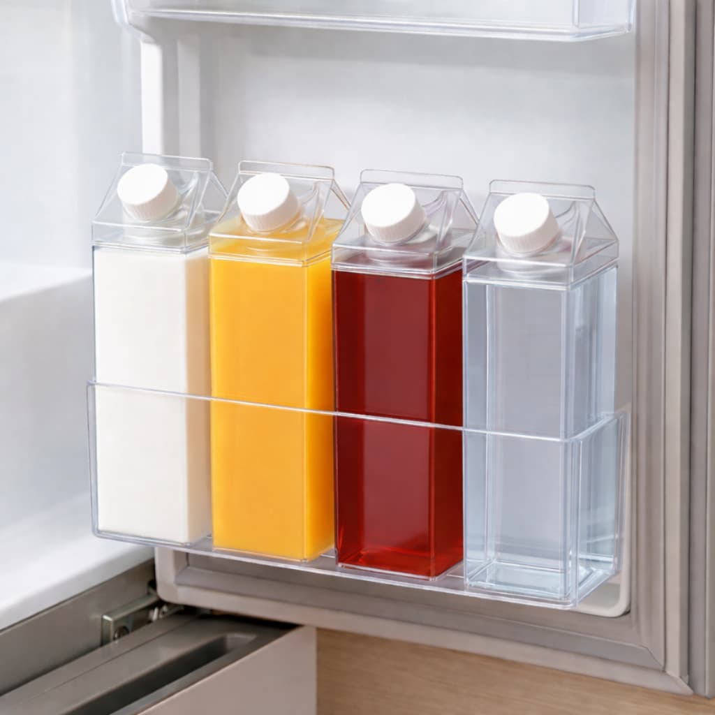 Garrafa De Acrílico 500ml Transparente Resistente Geladeira Portátil Leite Caixa Suco Bebidas Água