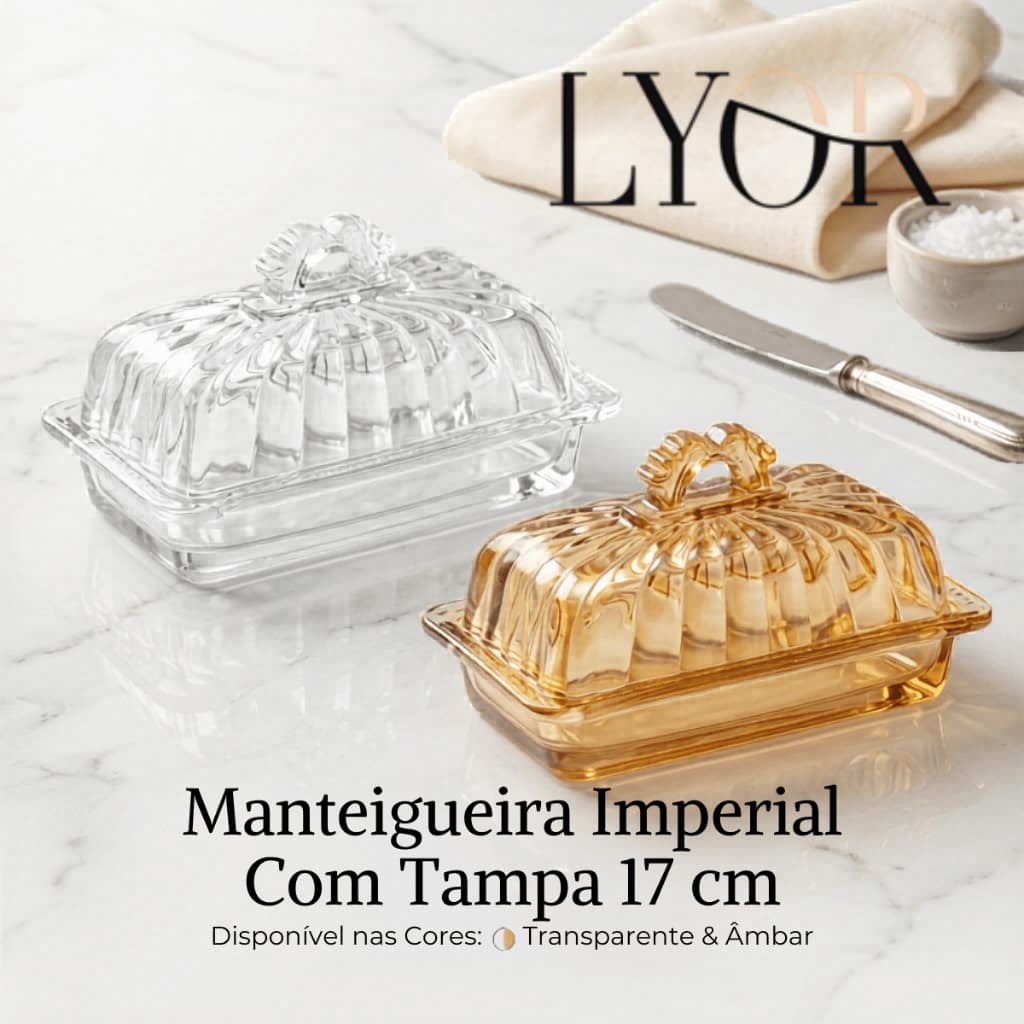Manteigueira 17cm Imperial Cristal Tampa – Lyor / Manteiga Manteigueira / Mesa Posta / Elegância