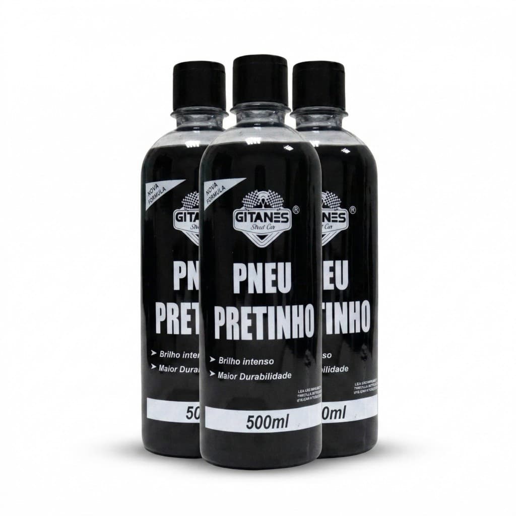 Kit Pneu Pretinho 500ml Brilho e Proteção Gitanes Limpa Pneu Carro Moto