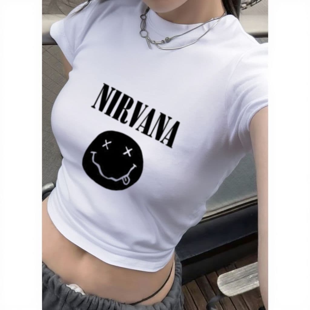 Blusa Slim Fit Baby tee Babylook suplex compressão colada feminina retrô tumblr bandas de rock music