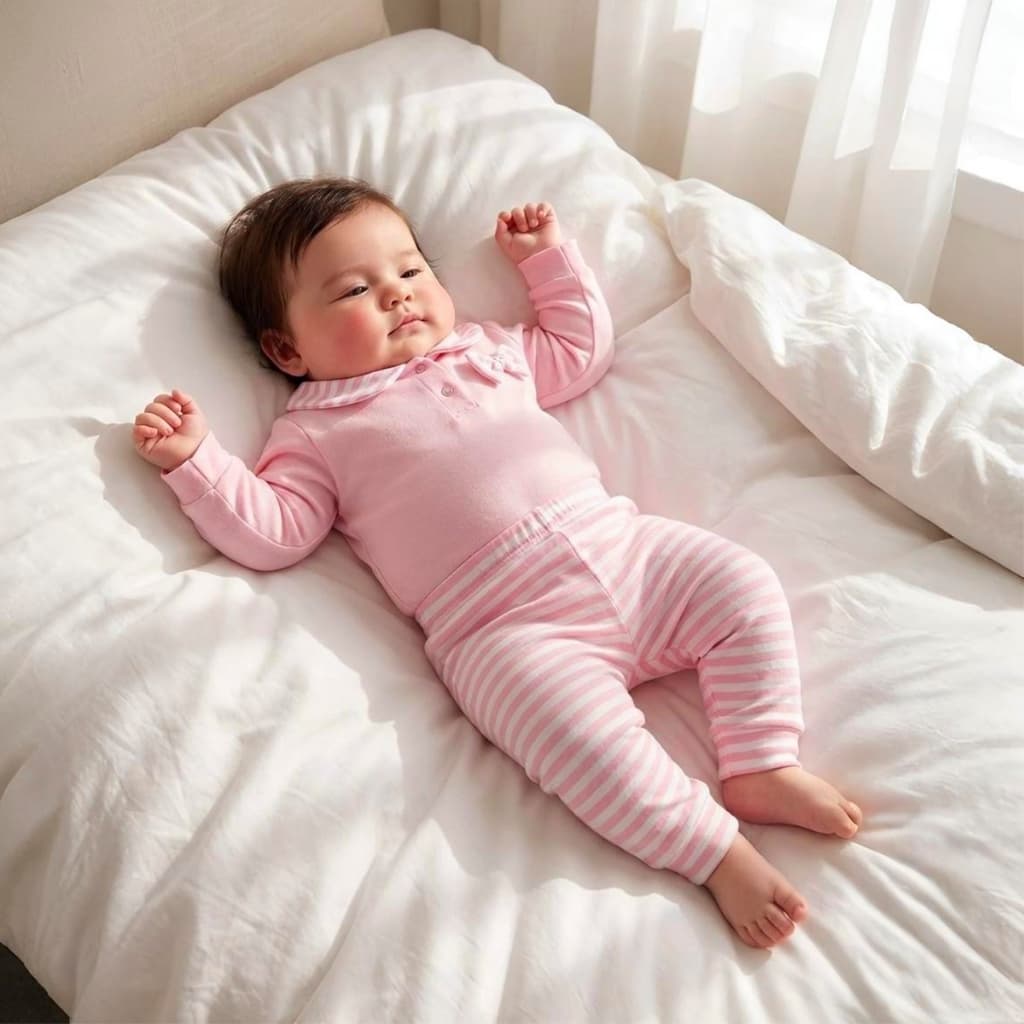 Conjunto Body Manga Longa com Calça para Bebê Menina Vivi Rosa 02 Peças