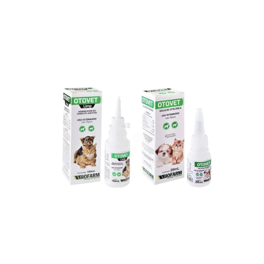 Kit Biofarm Otovet Para Limpeza De Ouvidos De Cães E Gatos