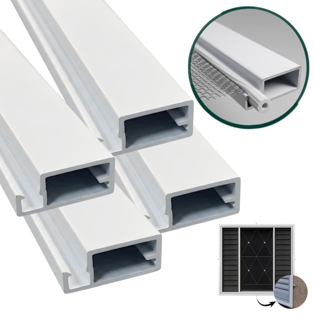 Kit 4 Perfis De Alumínio Para Janelas Mosquiteira Branco 1,00m Montante Avulso Anti Insetos