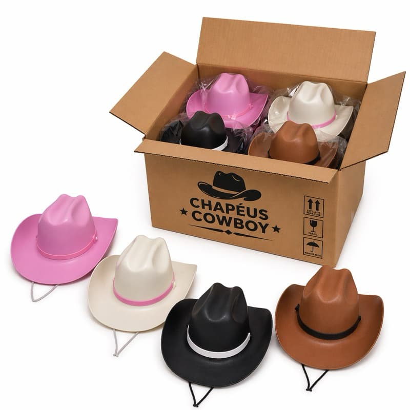 Combo Chapéus Cowboy 10 EVA Cores Mistas Festa Junina Fantasia Infantil Adulto