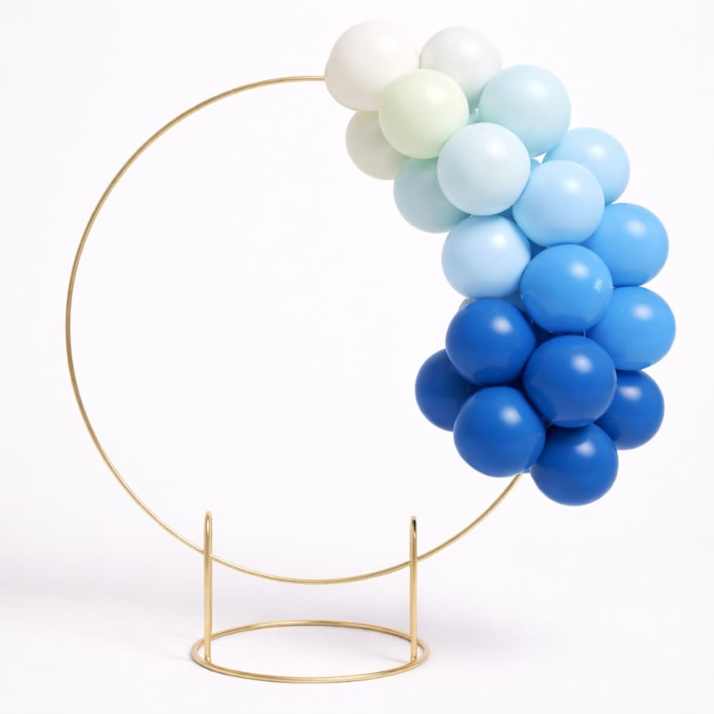 Arco De Mesa Pé Mini 50cm Redondo Dourado Preto Decoração Festa Bexiga Painel Ferro