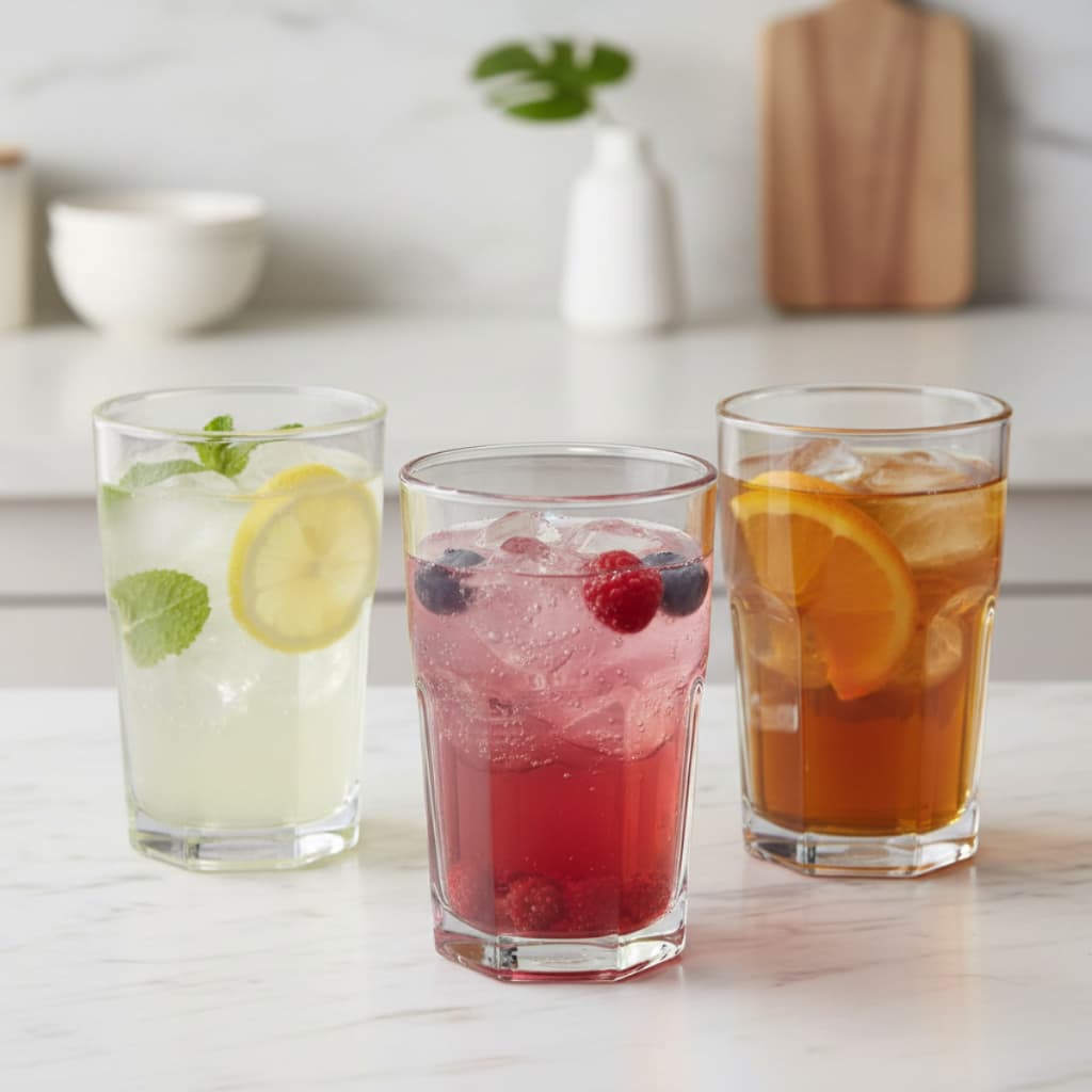 Jogo 03 Copos de Vidro Coquetel 350ml Água Suco Refrigerante Drinks Super Promoção Envio Full