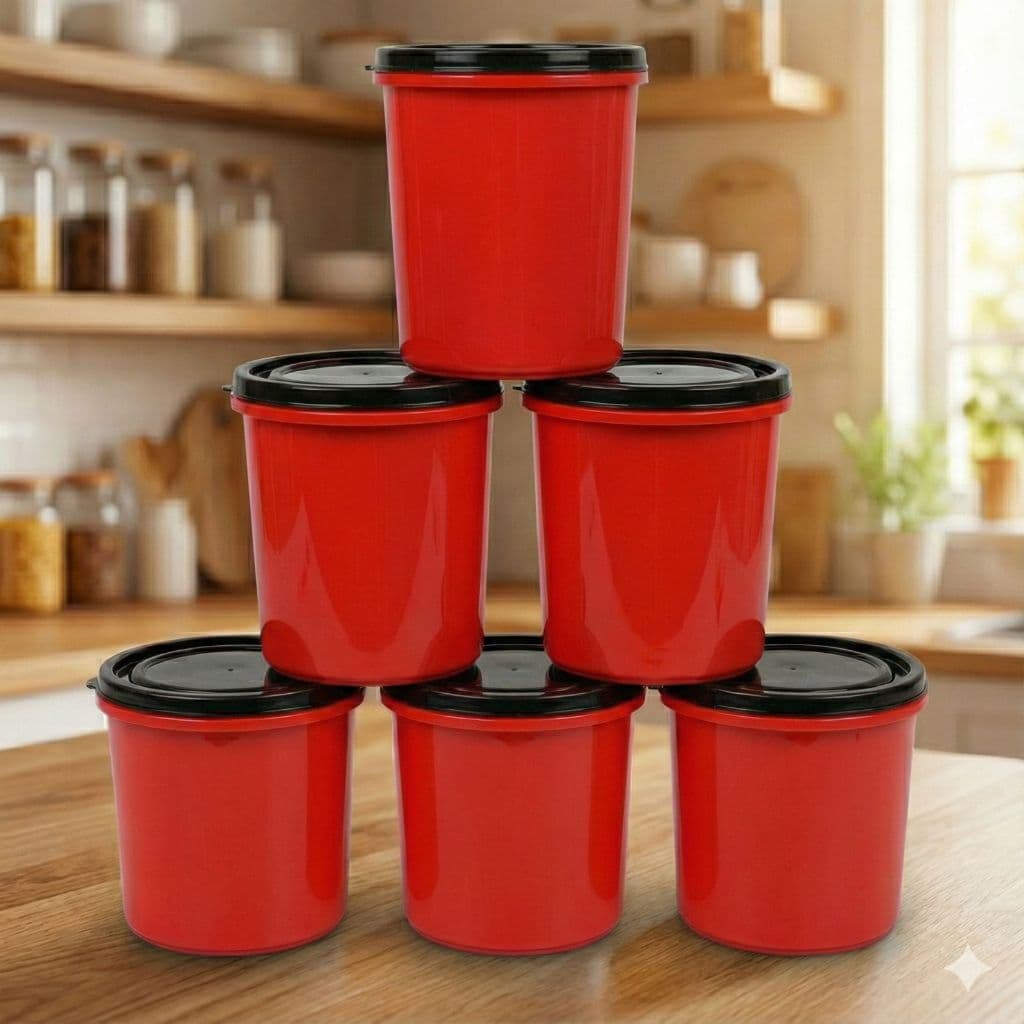 KIT 06 potes para organização -> festa -> comemoração com tampa - tamanhos iguais