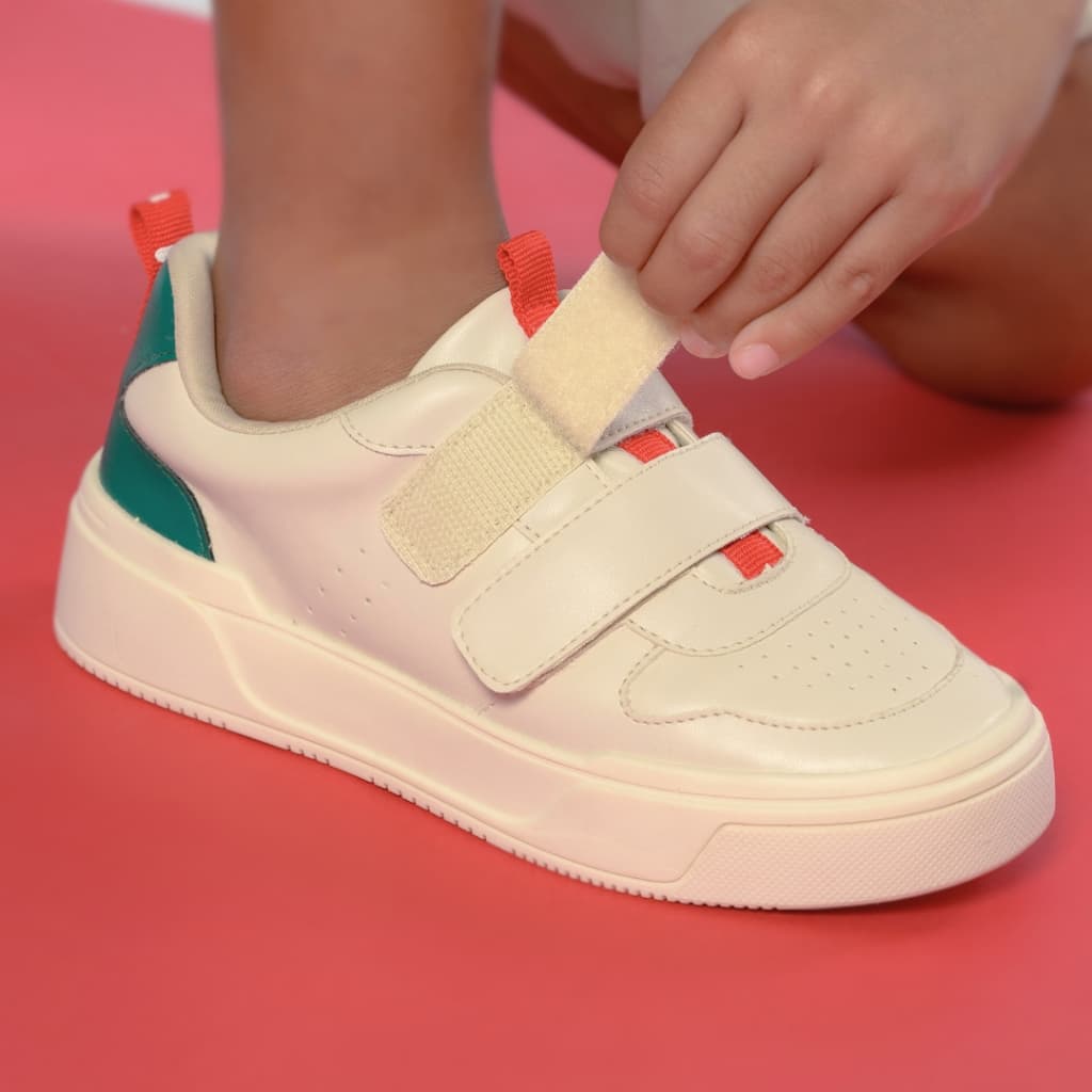 Tênis Infantil Masculino Casual Com Fechamento Duplo Branco