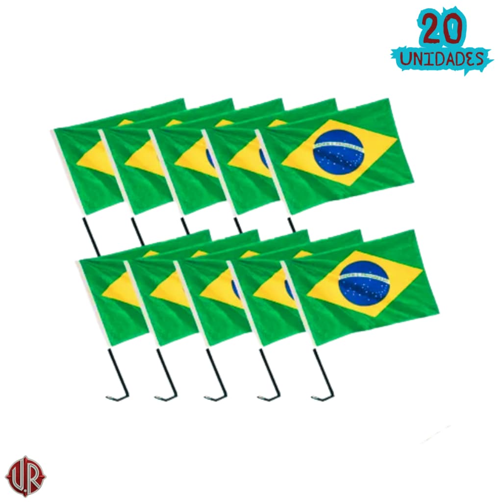 Kit c/ 20 Bandeirinhas do Brasil Copa Torcida Evento Escola Bandeira p/ Carro
