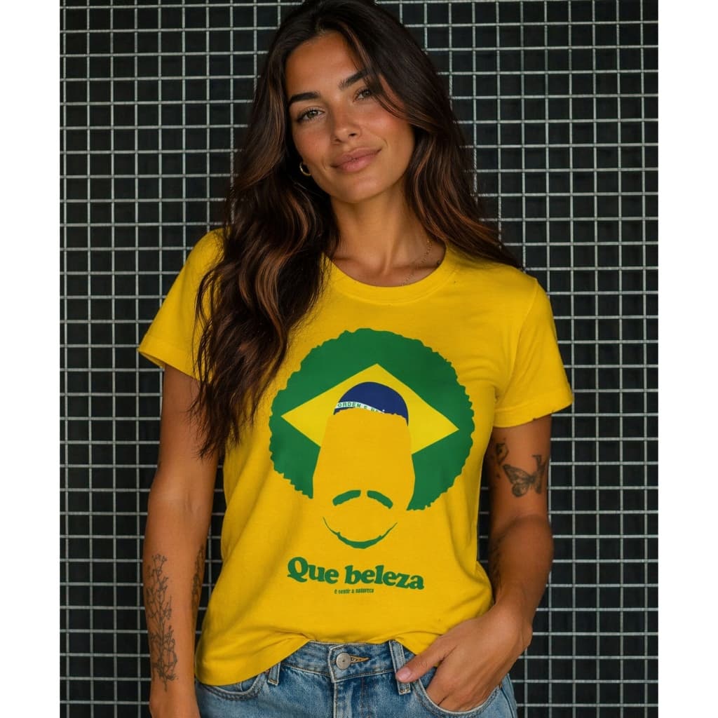 Camiseta Brasil Que Beleza Estilosa Algodão Premium Unissex