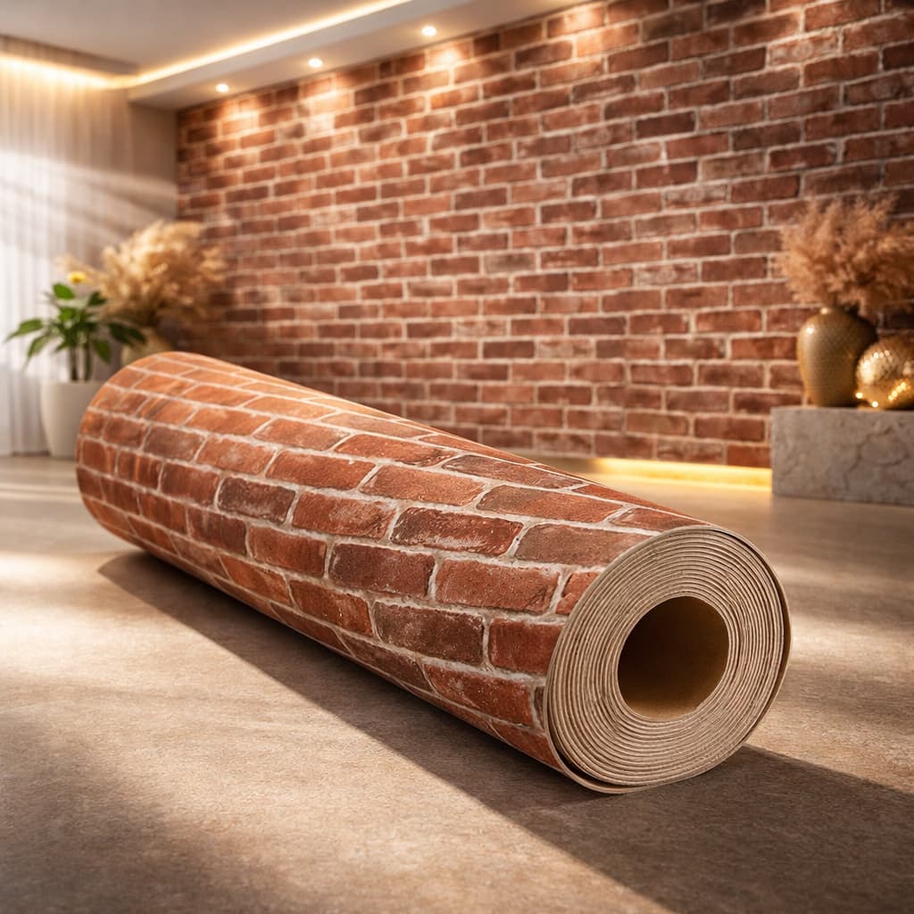 Papel de Parede Tijolinho Vermelho 3D Autocolante Vinil Lavável Estilo Industrial Rústico Decorativo Sala Quarto