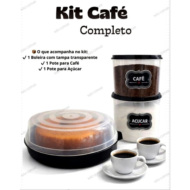 kit de potes de plástico para bolo café é açúcar.