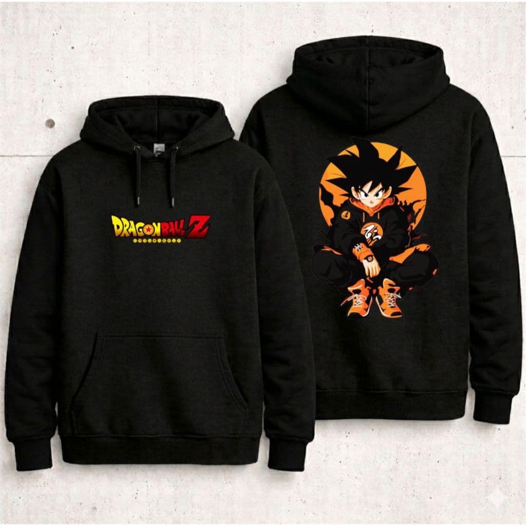 Moletom Dragon Ball Z Goku Anime Desenho Estampa Frente e costas infantil e Adulto Com Capuz Flanelado Unissex