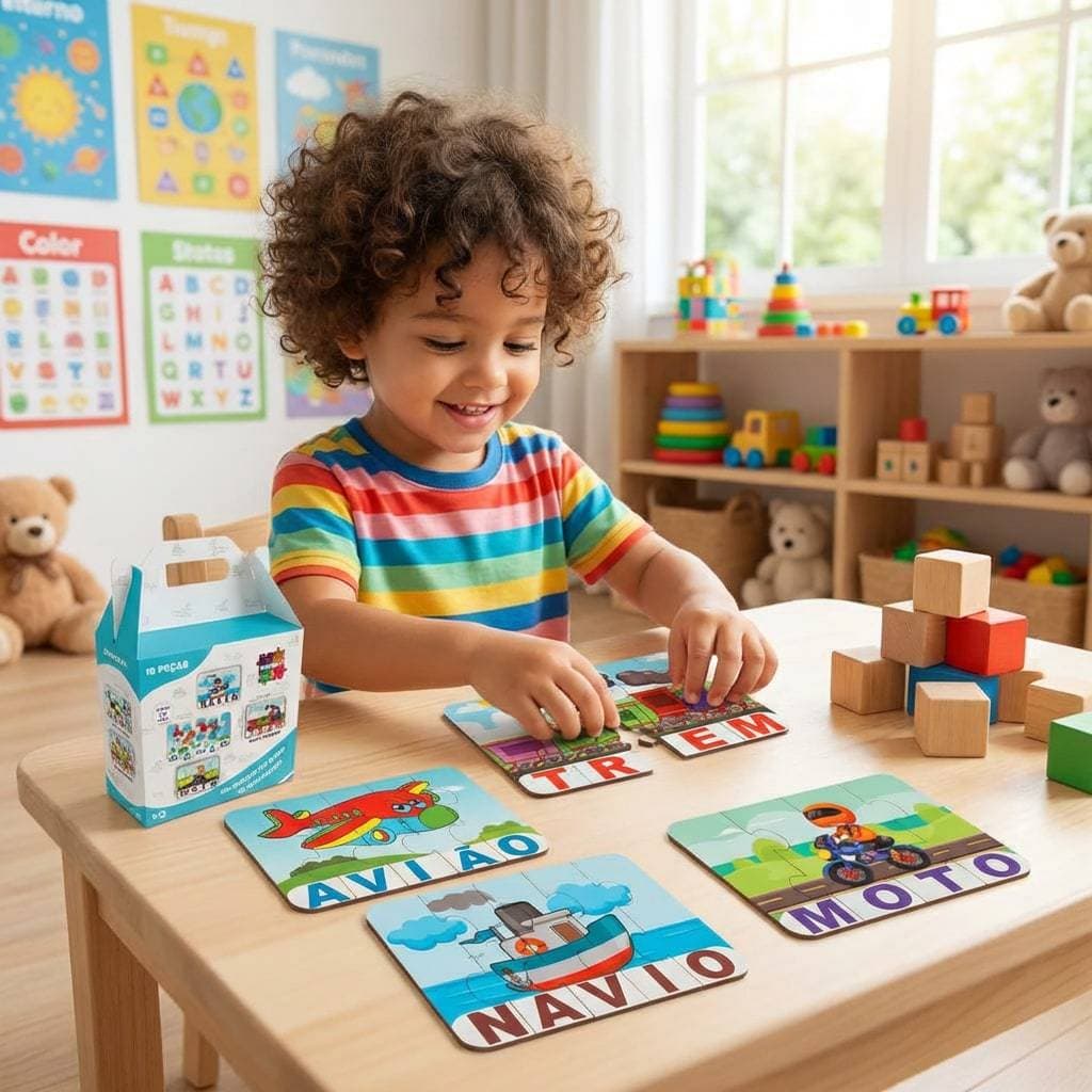 Kit de Jogo de Pedagógico de Aprender a Soletrar Para Desenvolvimento em Mdf