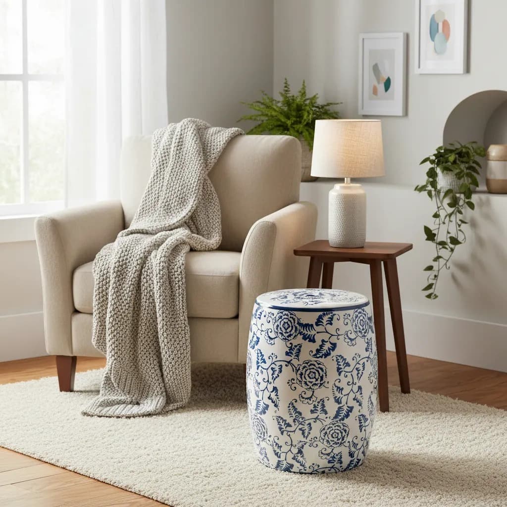 Puff Seat Garden Cerâmica Lumatê Decor Altura 46 Cm