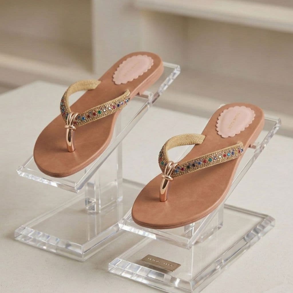 Rasteirinha Feminina Chinelo Estilo Praia Com Strass Modelo Casual Elegante Confortável
