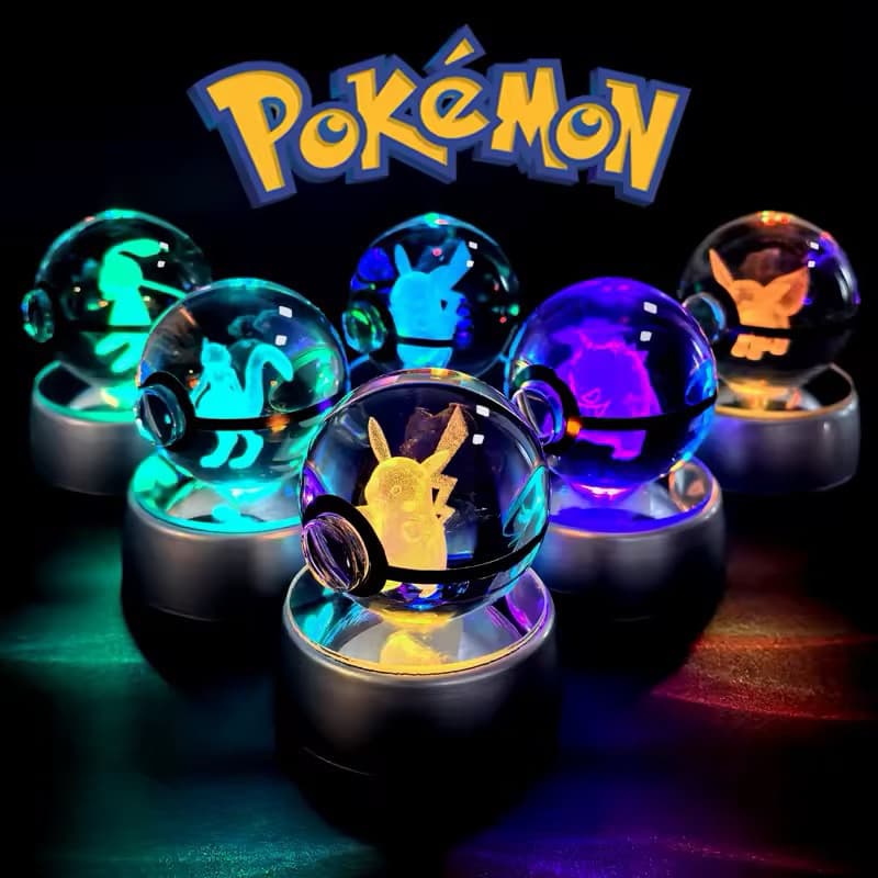 Action Figure Pokémon Led Pikachu 3D Bola Luminária Decoração Gamer