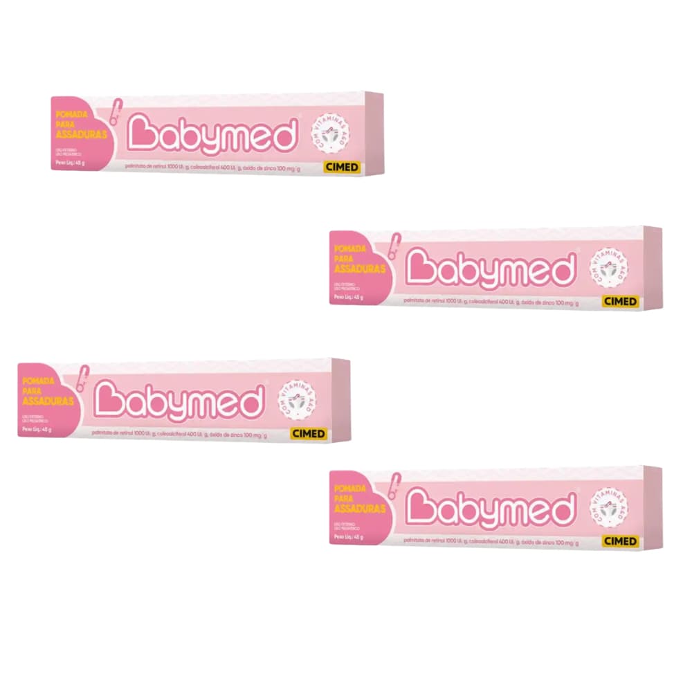 Kit com 4 Pomada Para Prevenção De Assaduras Babymed Menina 45g