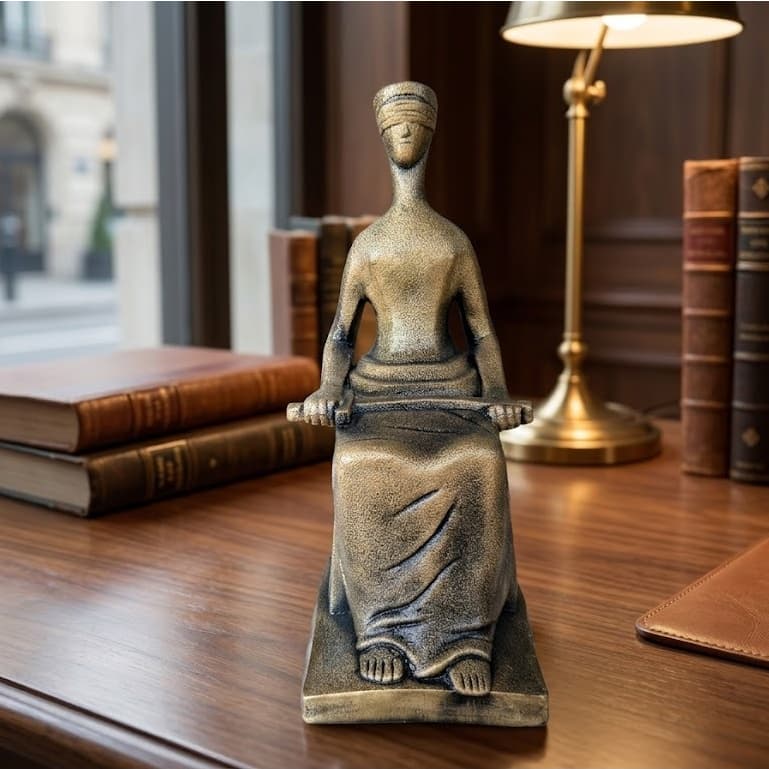 DECORAÇÃO ESTATUETA DA JUSTIÇA GRANDE 35 CENTIMETROS DE LUXO