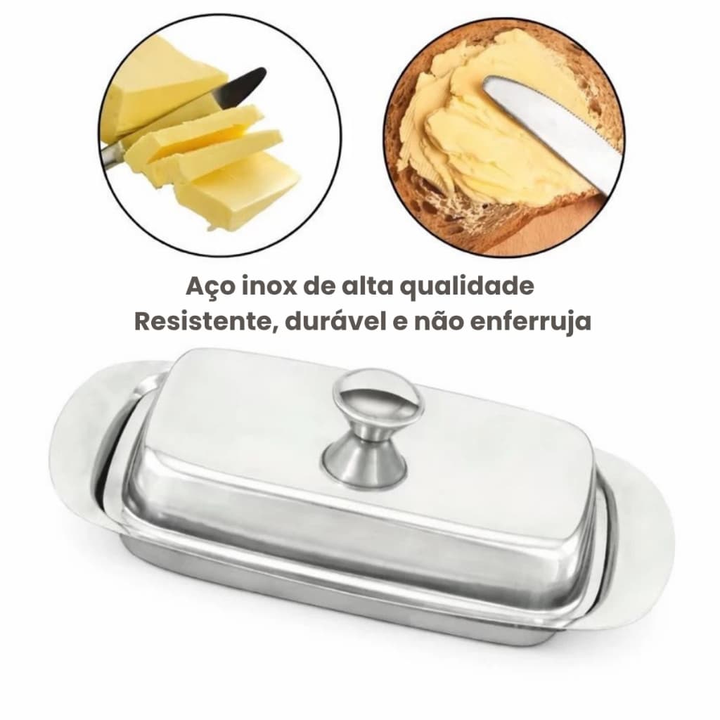 Manteigueira Tampa Inox Conservação Prática Manteiga Fresca Design Moderno Durável
