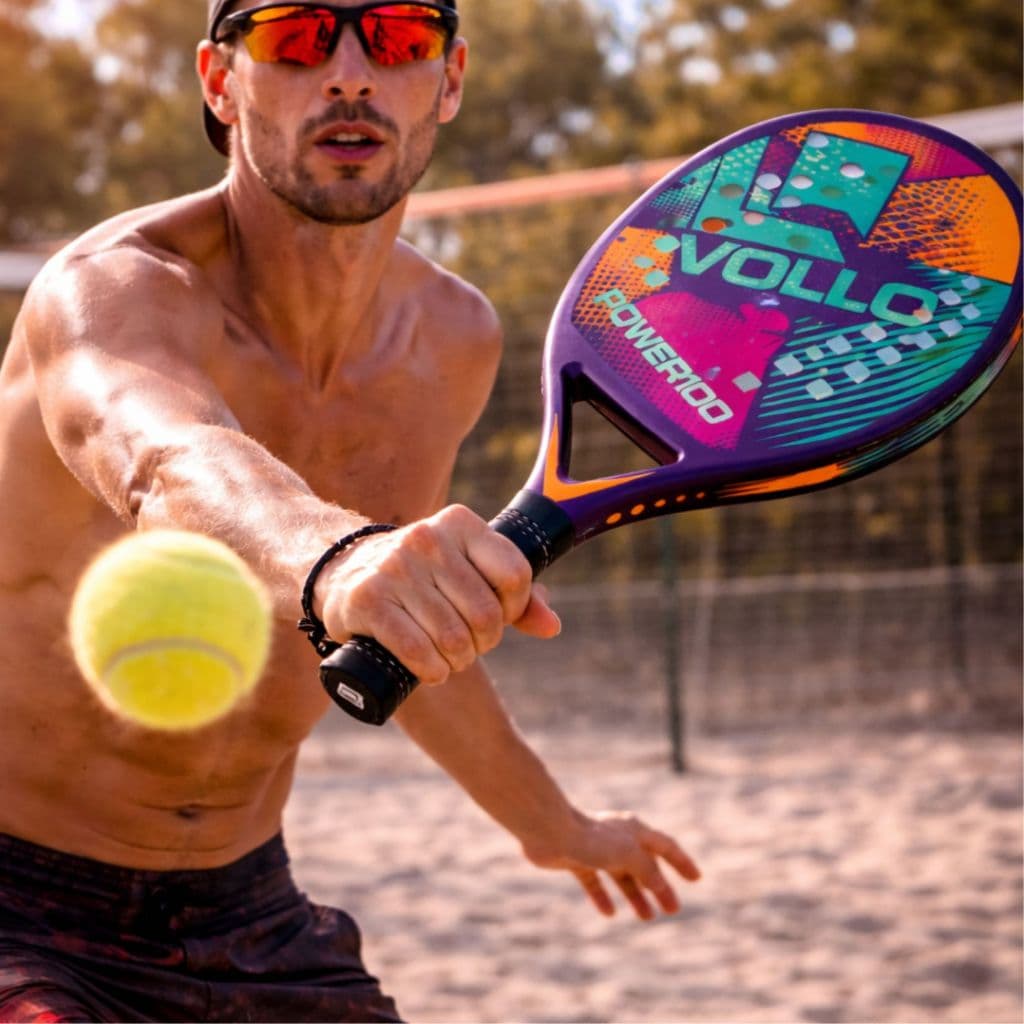 Raquete Beach Tennis Power 100 Profissional Fibra De Vidro Vollo Material Resistente E Antiderrapante Soft Performance