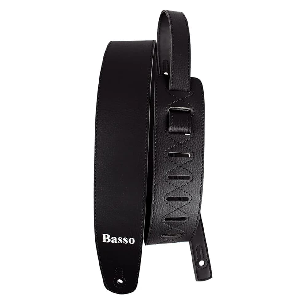 Correia Para Guitarra Violão Baixo Basso Alça Vintage Preto