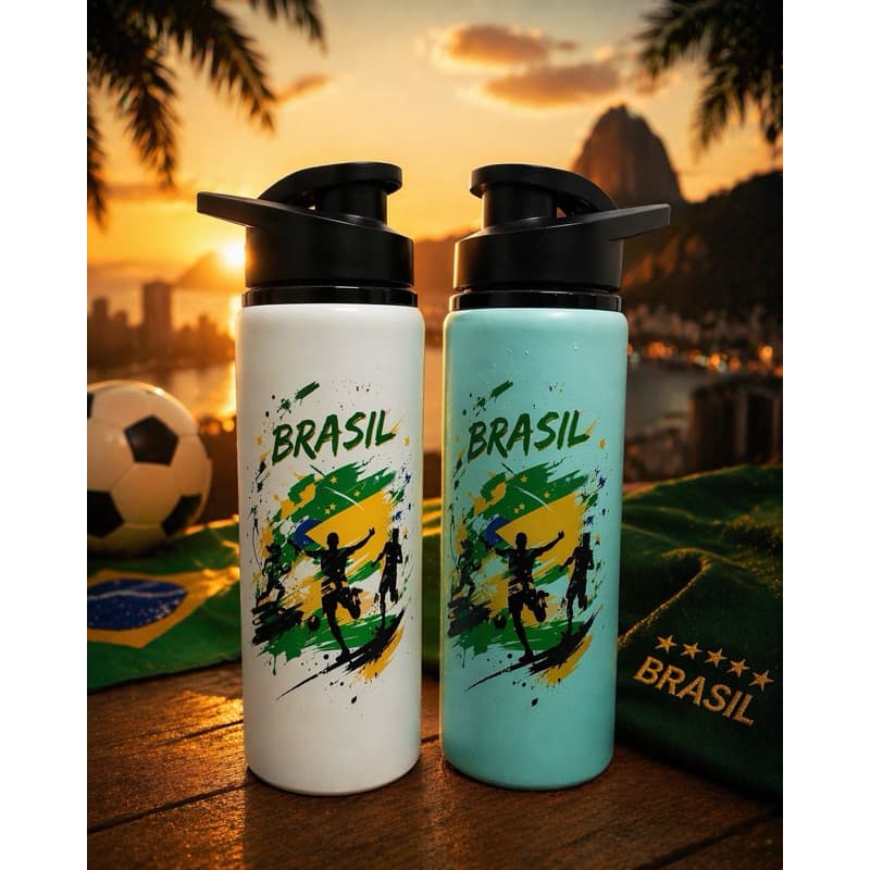 Garrafa Alumínio 500ml Mágica Termossensível Brasil – Muda de Cor com Bebida Gelada