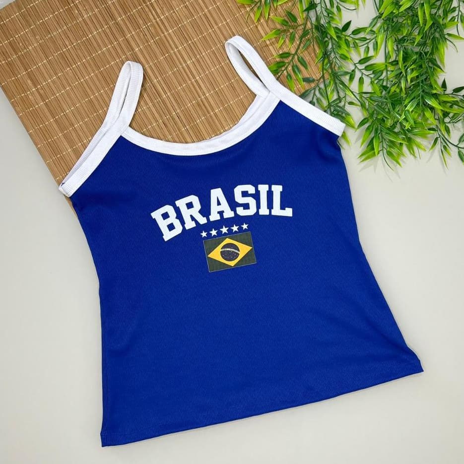 Regata Feminina de Alcinha Brasil – Blusinha Canelada, Várias Cores e Estilos, Moda Bloqueira