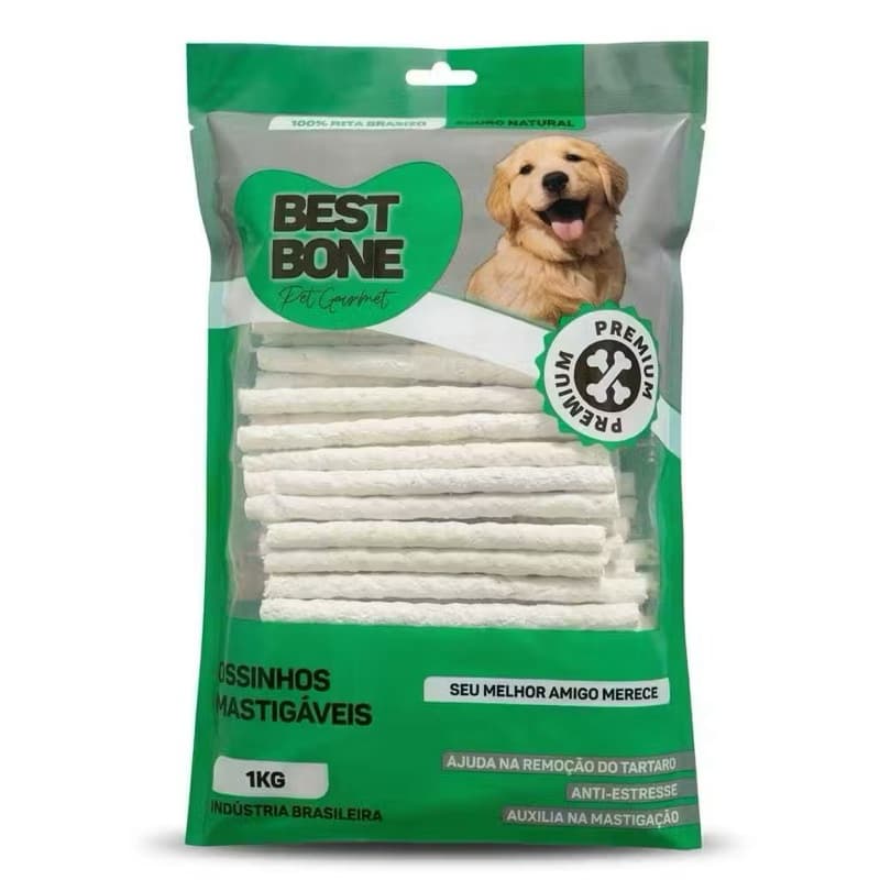 Ossinho Palito de Couro 8mm Best Bone Para Cães 1kg