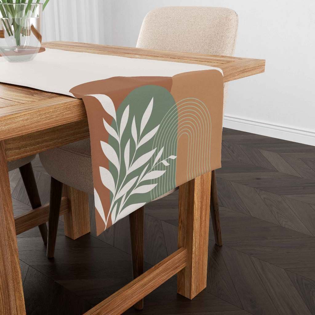 Caminho Trilho de Mesa Decorativo 110X35cm Formas & Folhas