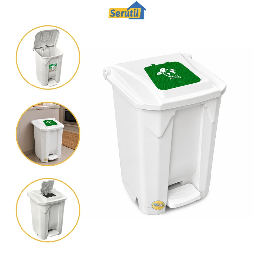 Lixeira 60 Litros Branca Quadrada Tampa Click com Rodas Plástico Resistente  Cesto de Lixo Grande