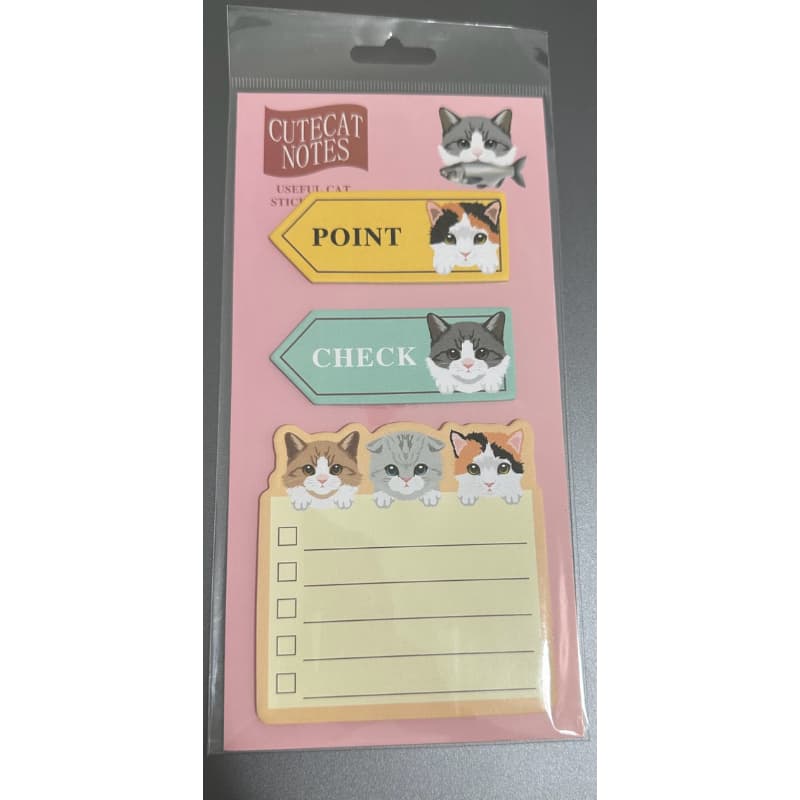 Bloco Adesivo Fofo Gatinhos Cute Cat Post-it Colorido Kit Papelaria Kawaii